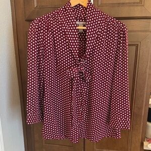 Banana Republic Burgundy and White Patterned Blouse